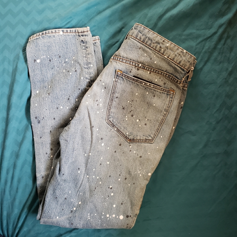 Talley NYC paint splatter skinny jeans
